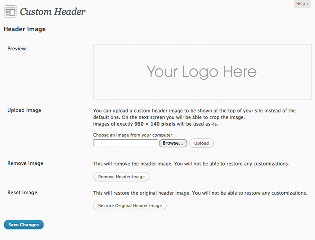 thesis custom header logo