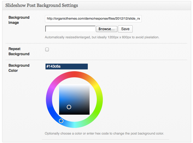 Slideshow Background Settings